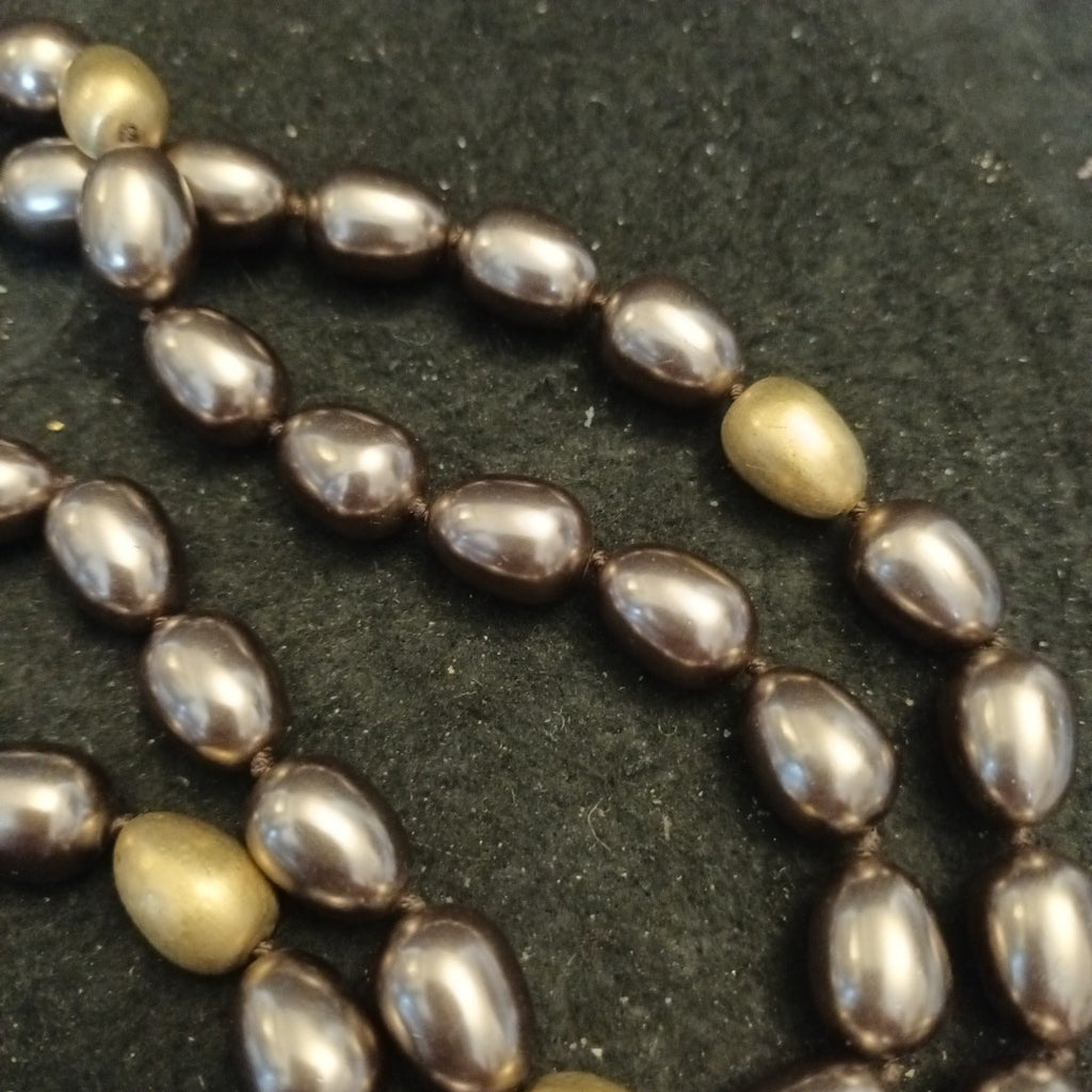 Monet Beaded Necklace Brown Bronze 42in Long