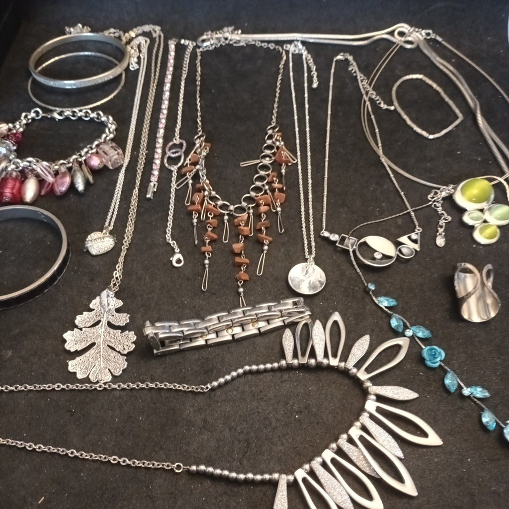 Silver Tone Costume Jewellery  Necklaces Bracelets Bundle Joblot 