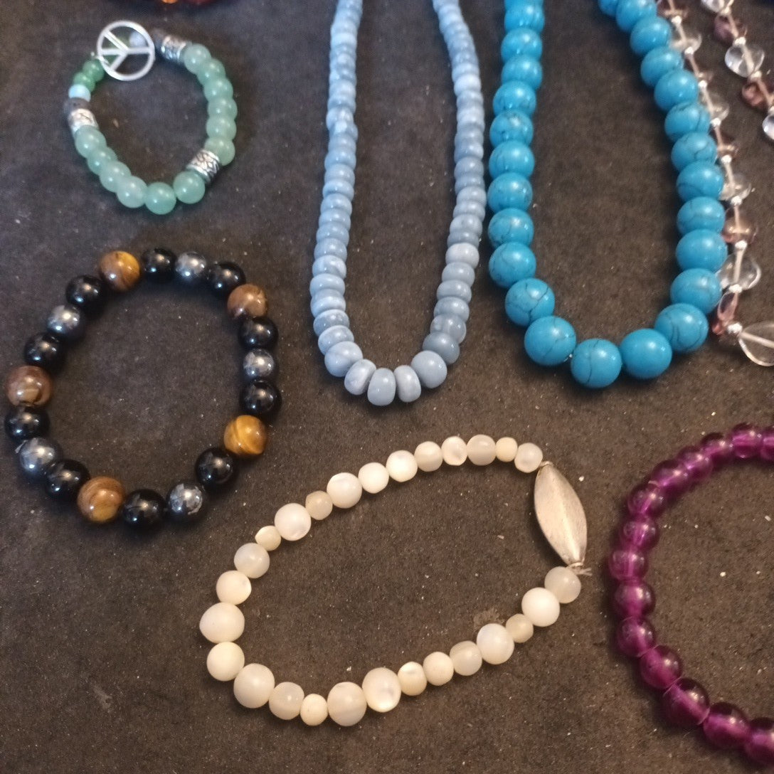 Costume Jewellery Necklaces Bracelets Bundle Joblot Glass, Ceramic, Gem Stones