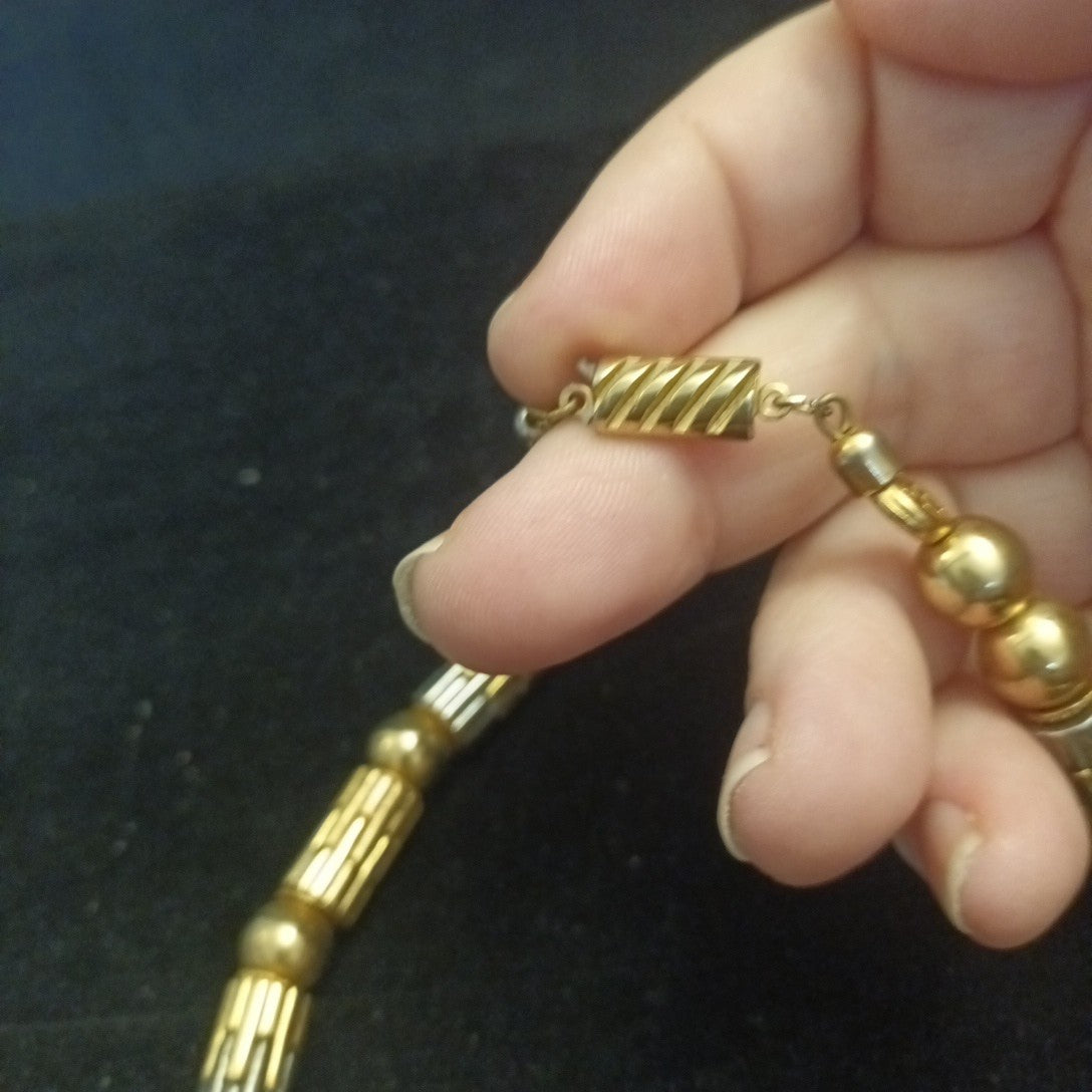 Ellelle Necklace- Mixed Metals Beads 42cm