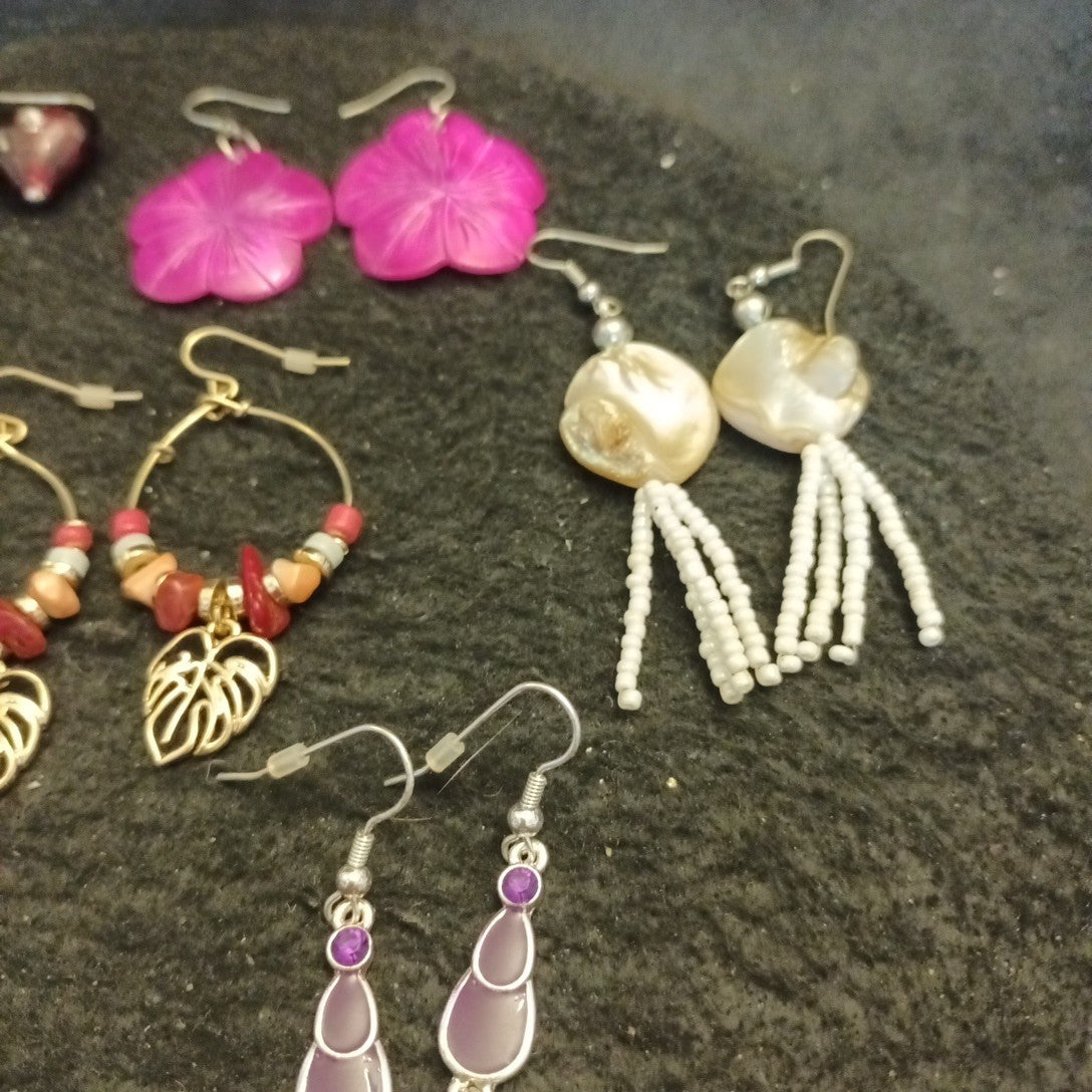 Earrings. Pairs Of Earrings For Pierced Ears. Hoop Dangle. Studs Bundle Joblot