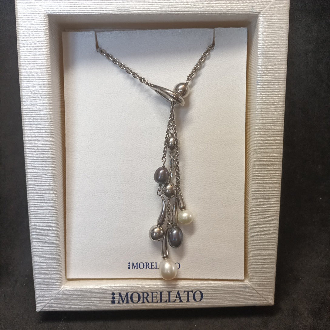 Morellato Stainless Steel And Pearl Necklace In Box.