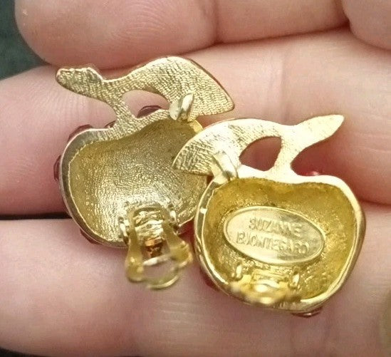 Suzanne Bjontegard Clip On Earrings Red Apples