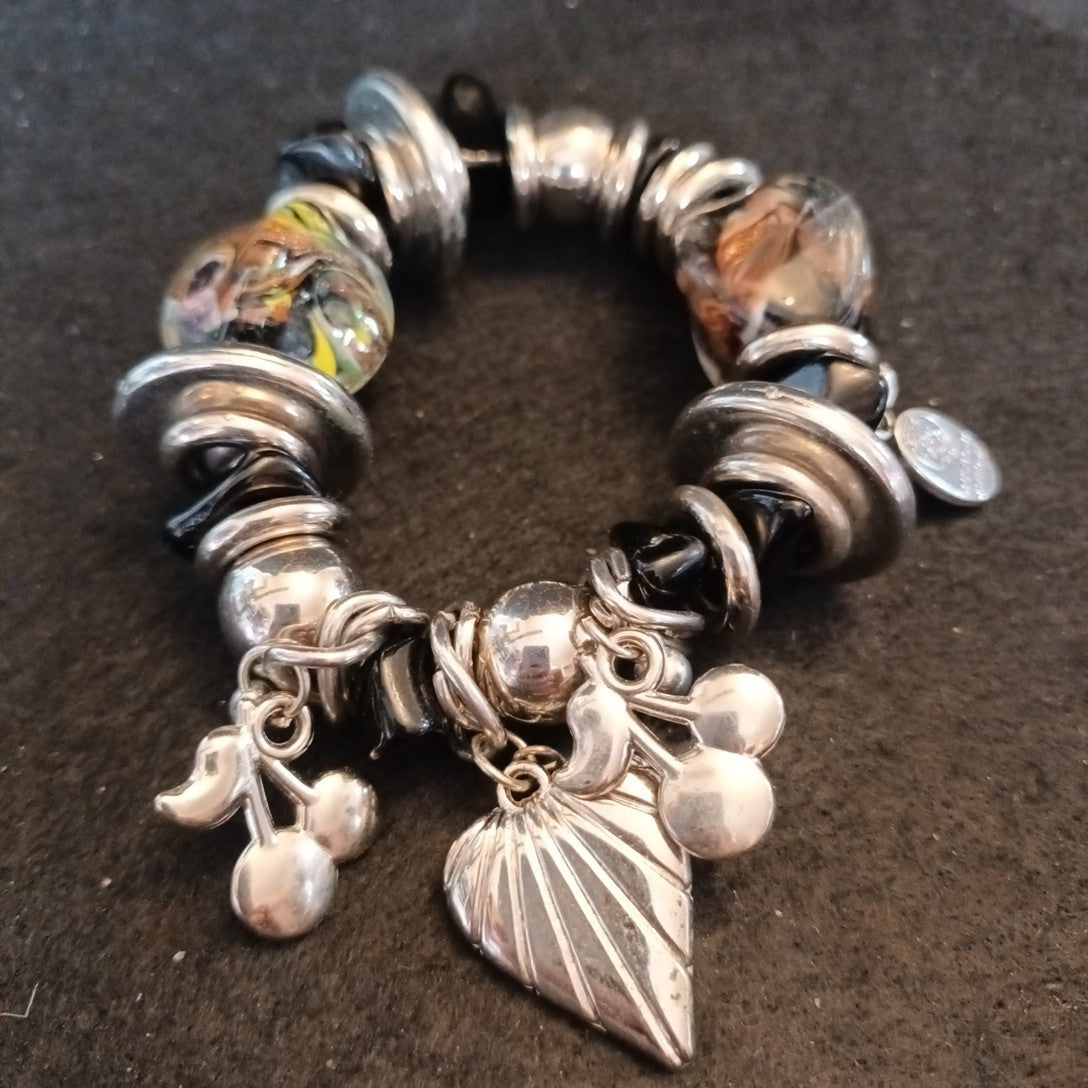 Austoni Milano 1928 Charm Bracelet Chunky Silver Tone