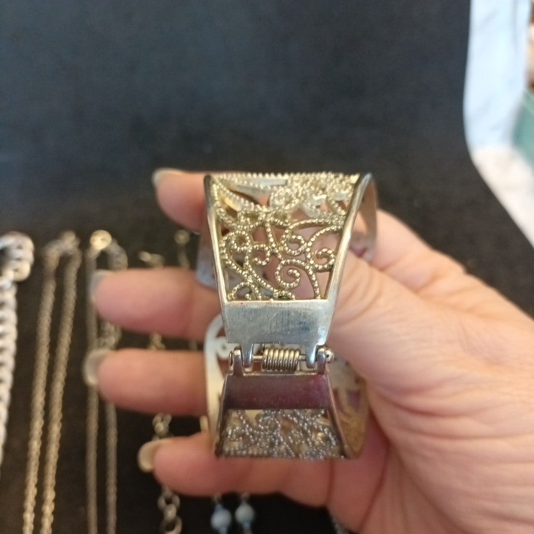 Silver Tone Costume Jewellery  Necklaces Bracelets Bundle Joblot 