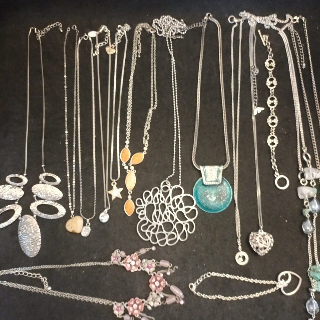 Silver Tone Costume Jewellery  Necklaces Bracelets Bundle Joblot 