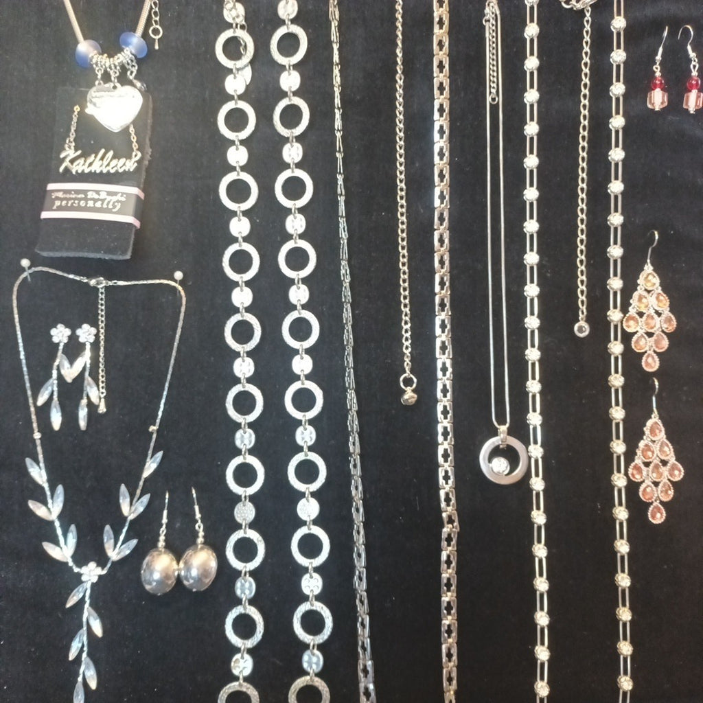 Silver Tone Costume Jewellery  Necklaces Bracelets Bundle Joblot 