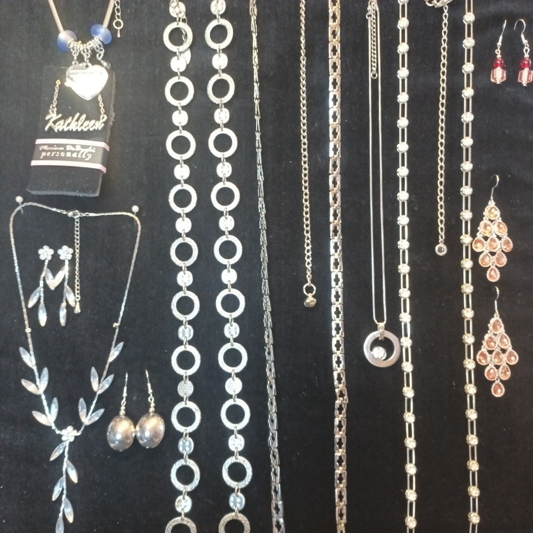 Silver Tone Costume Jewellery  Necklaces Bracelets Bundle Joblot 