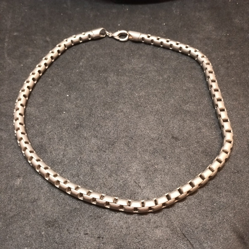Necklace Matt Steel Silver Tone 47cm Long
