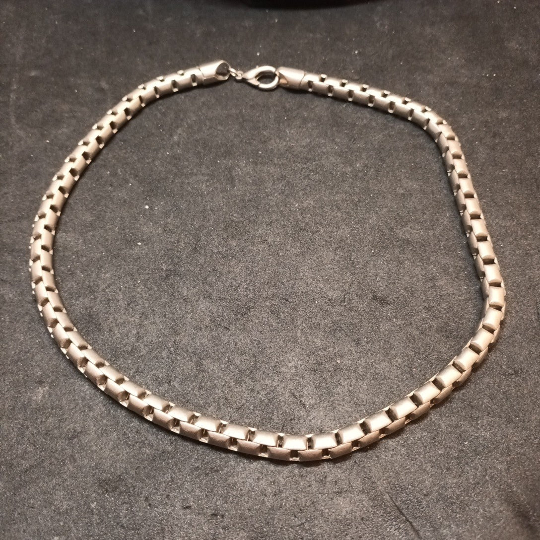 Necklace Matt Steel Silver Tone 47cm Long
