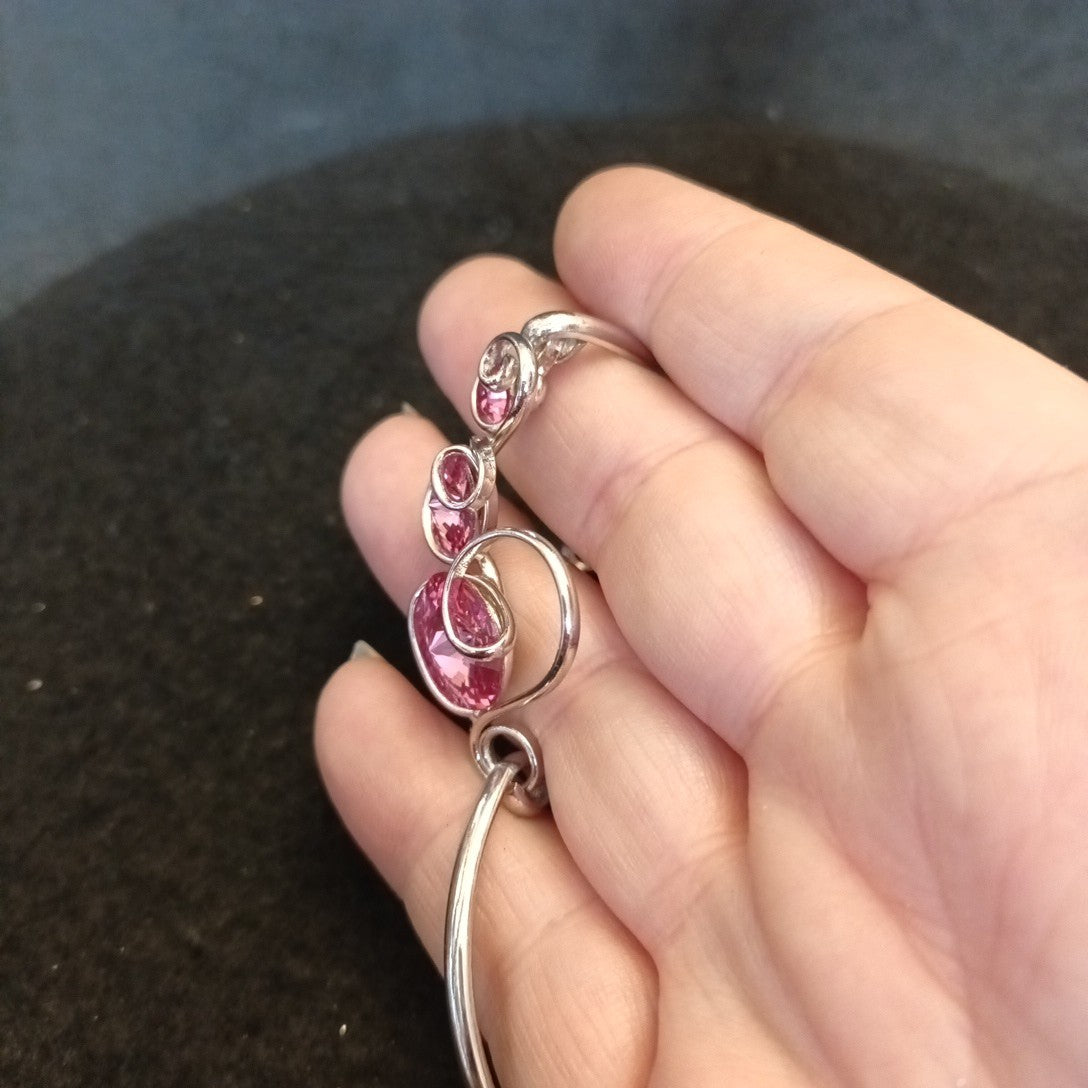 Malu Silver Tone Bracelet With Pink Crystals