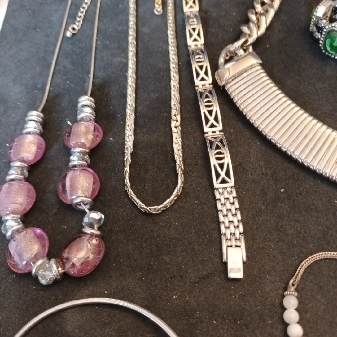 Silver Tone Costume Jewellery  Necklaces Bracelets Bundle Joblot 