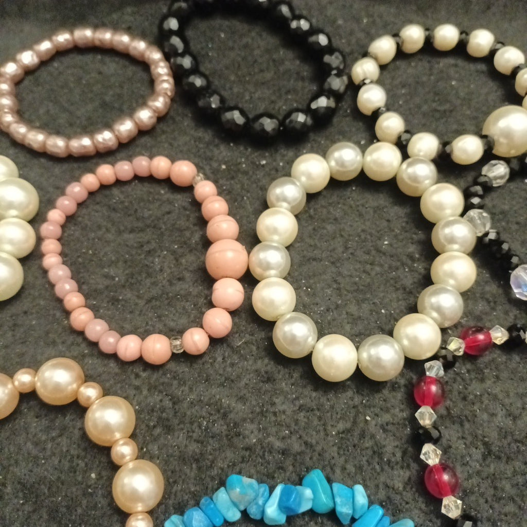 10 Beaded Elasticated Bracelets Bundle Joblot