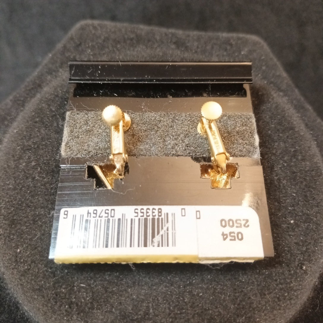 Napier Gold Tone Screw Back Earrings On Original Card