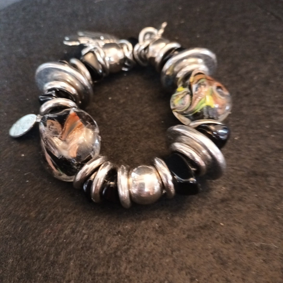 Austoni Milano 1928 Charm Bracelet Chunky Silver Tone