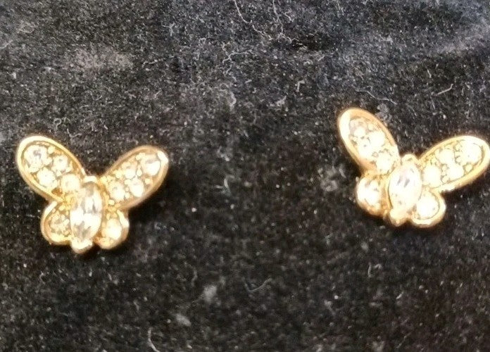 Atwood & Sawyer Gold Tone Earrings Butterfly