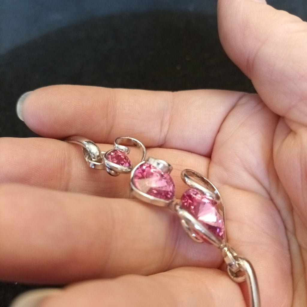 Malu Silver Tone Bracelet With Pink Crystals