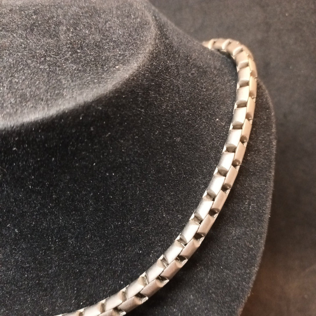 Necklace Matt Steel Silver Tone 47cm Long