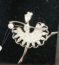 Jon Richard brooch Ballerina Silver Tone Clear Stones. 6cm Tall 5cm Wide.