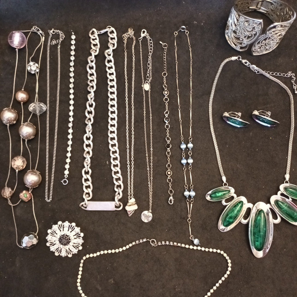 Silver Tone Costume Jewellery  Necklaces Bracelets Bundle Joblot 