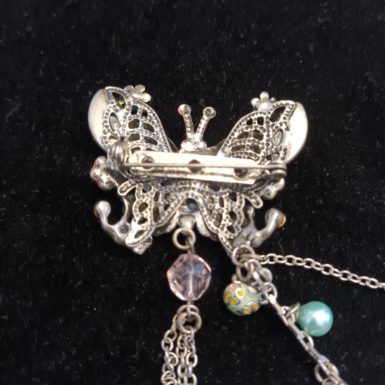 Brooch - Silver tone butterfly brooch - double brooch