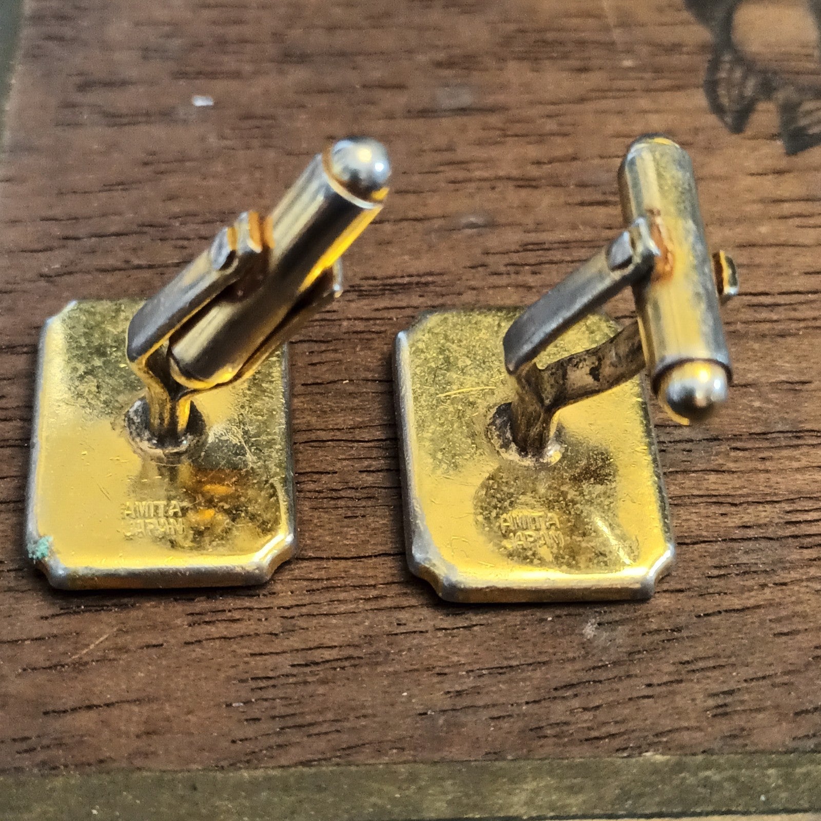 Amita Damascene Cufflinks Gold tone black