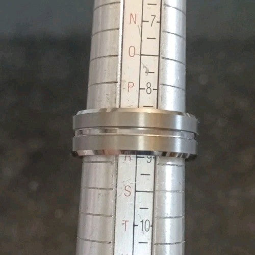 8mm Silver Tungsten Carbide Ring Unisex Brushed Polished Edges Durable Band Sz R