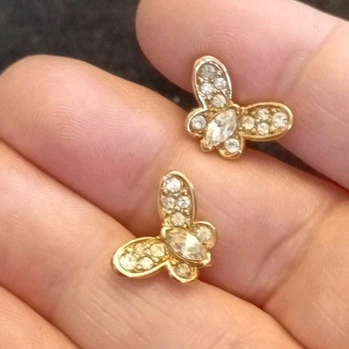 Atwood & Sawyer Gold Tone Earrings Butterfly