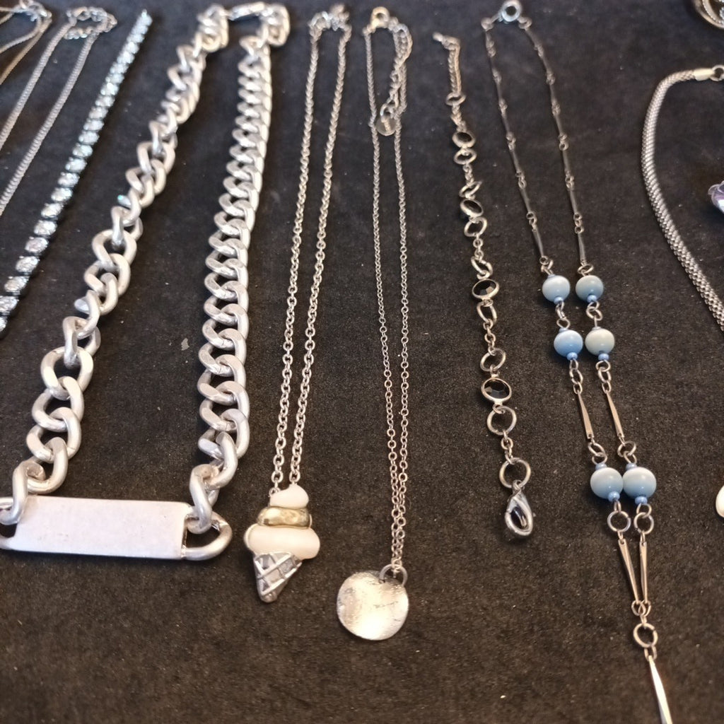Silver Tone Costume Jewellery  Necklaces Bracelets Bundle Joblot 