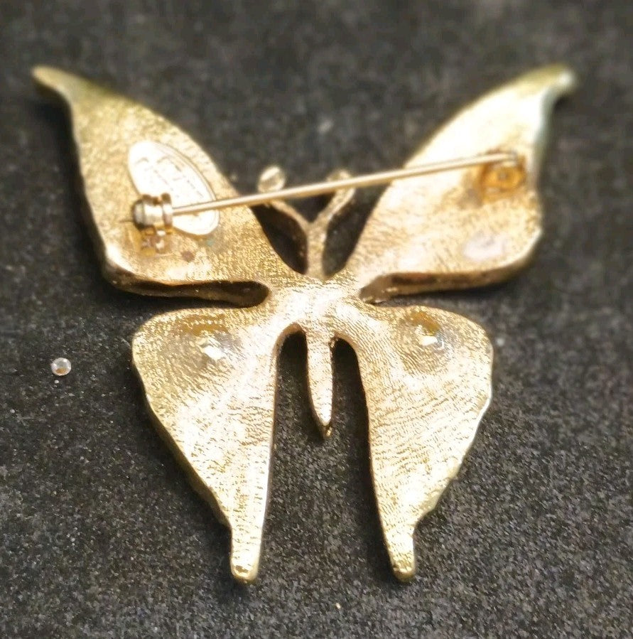 Suzanne Bjontegard Butterfly Brooch Gold Tone