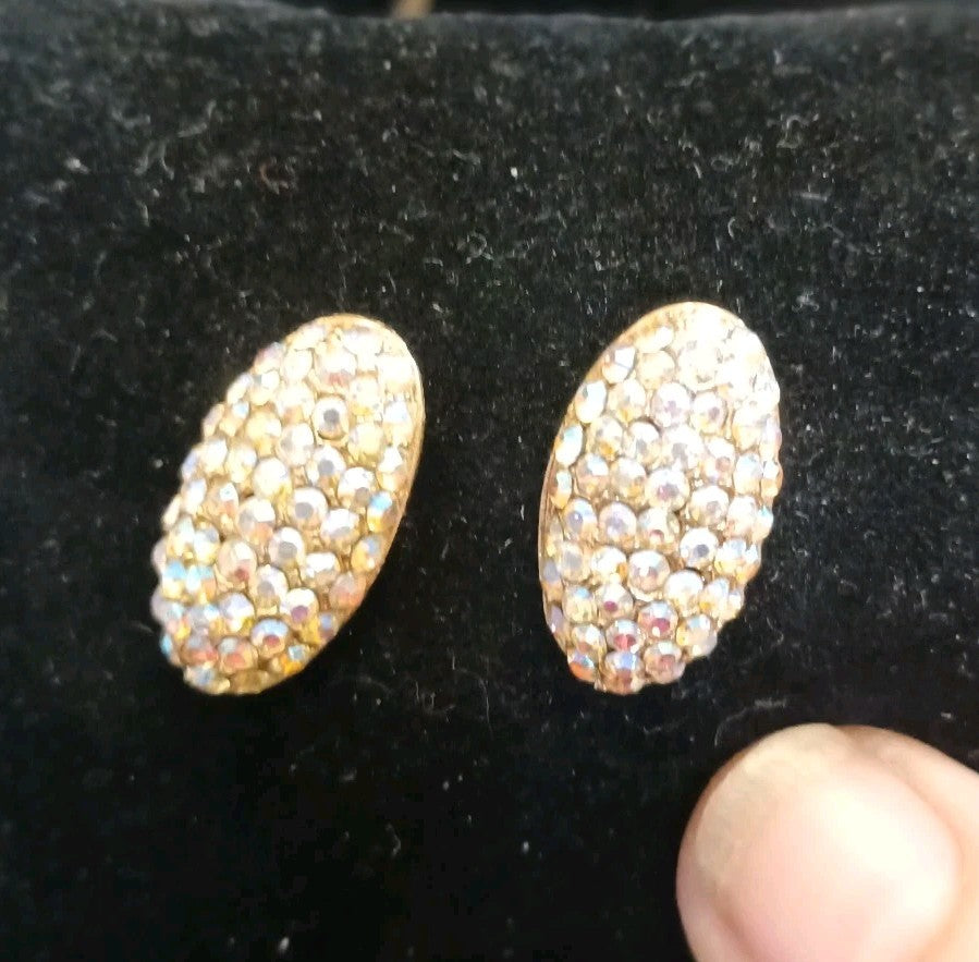 Tara Necklace And Earrings Set. Gold Tone. Rhinestones