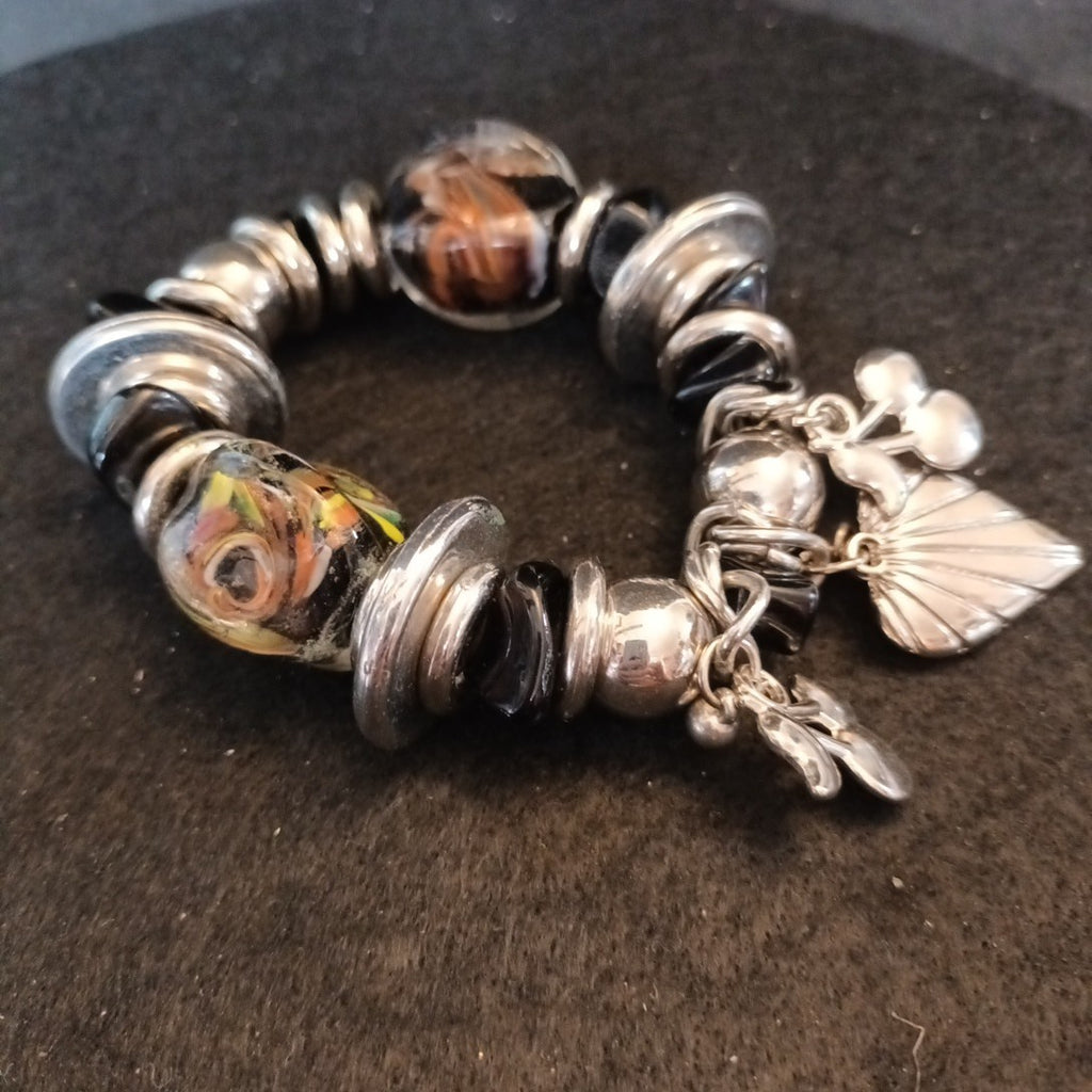 Austoni Milano 1928 Charm Bracelet Chunky Silver Tone