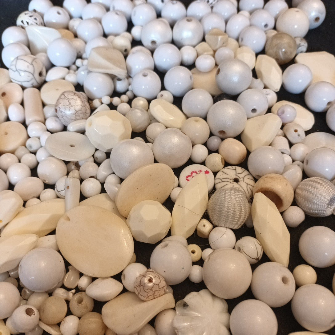 Whites Bead Bundle Mixed Sizes Shapes And Materials