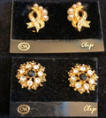 Gold Tone Clip On Earrings.  Two Pairs Vintage C&A Clip On Earrings