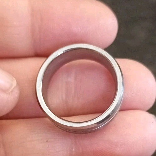 8mm Silver Tungsten Carbide Ring Unisex Brushed Polished Edges Durable Band Sz R