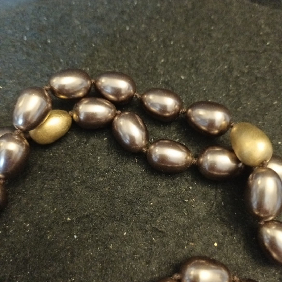 Monet Beaded Necklace Brown Bronze 42in Long