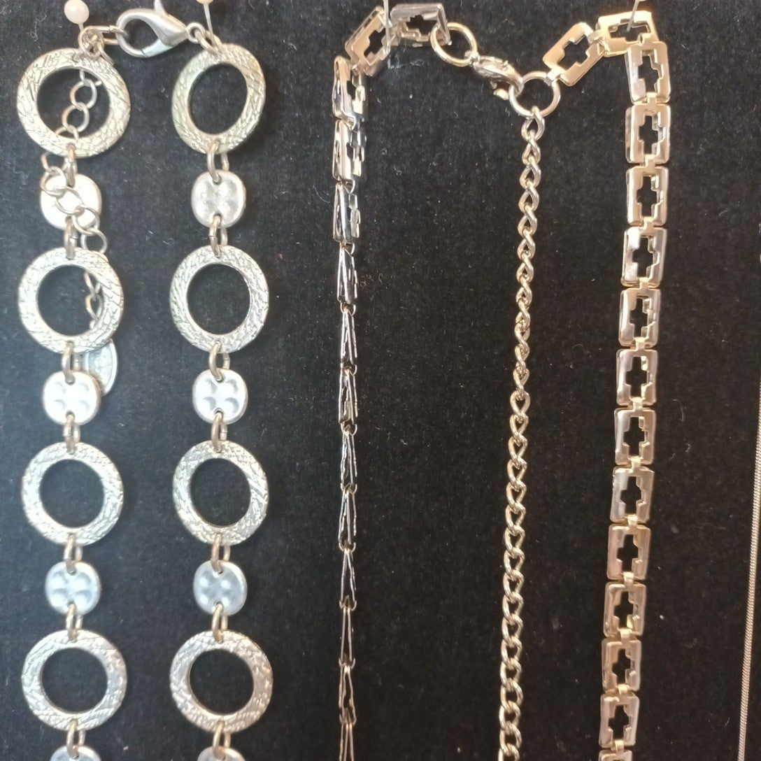 Silver Tone Costume Jewellery  Necklaces Bracelets Bundle Joblot 