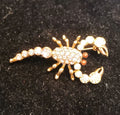 Scorpion Brooch Sparkly Rhinestones Gold Tone 5cm