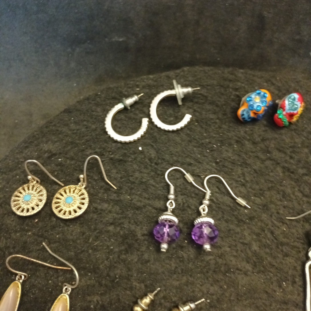 Earrings. Pairs Of Earrings For Pierced Ears. Hoop Dangle. Studs Bundle Joblot