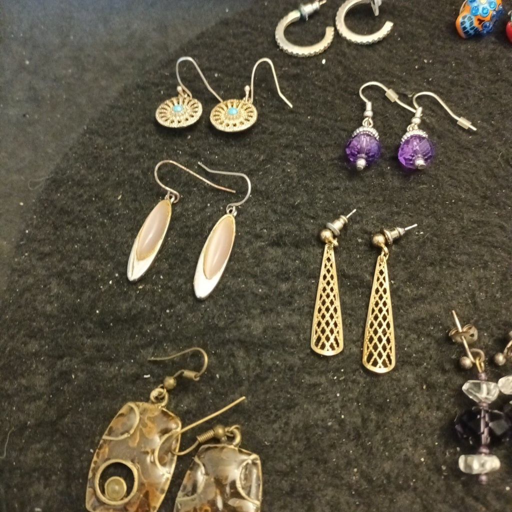 Earrings. Pairs Of Earrings For Pierced Ears. Hoop Dangle. Studs Bundle Joblot
