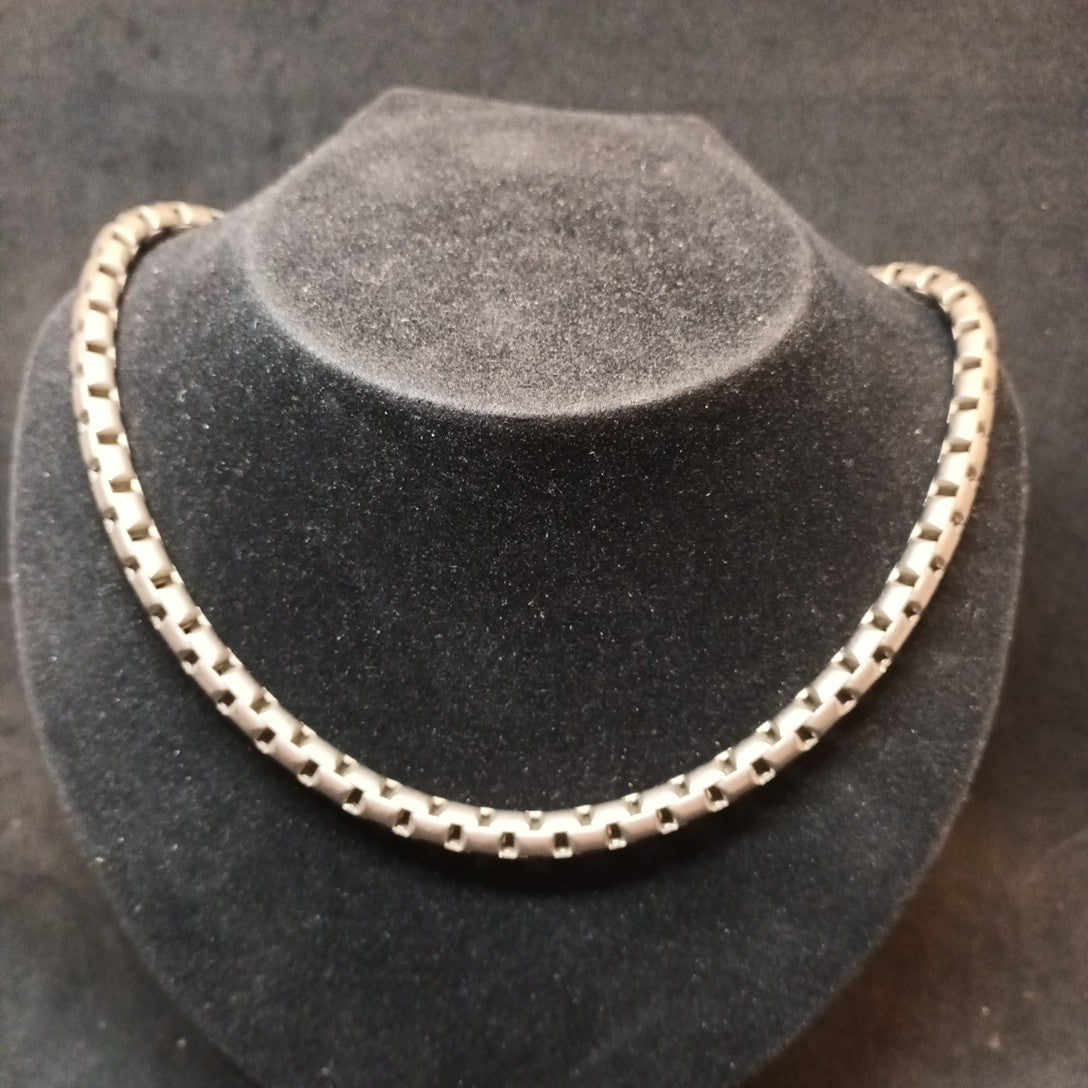 Necklace Matt Steel Silver Tone 47cm Long