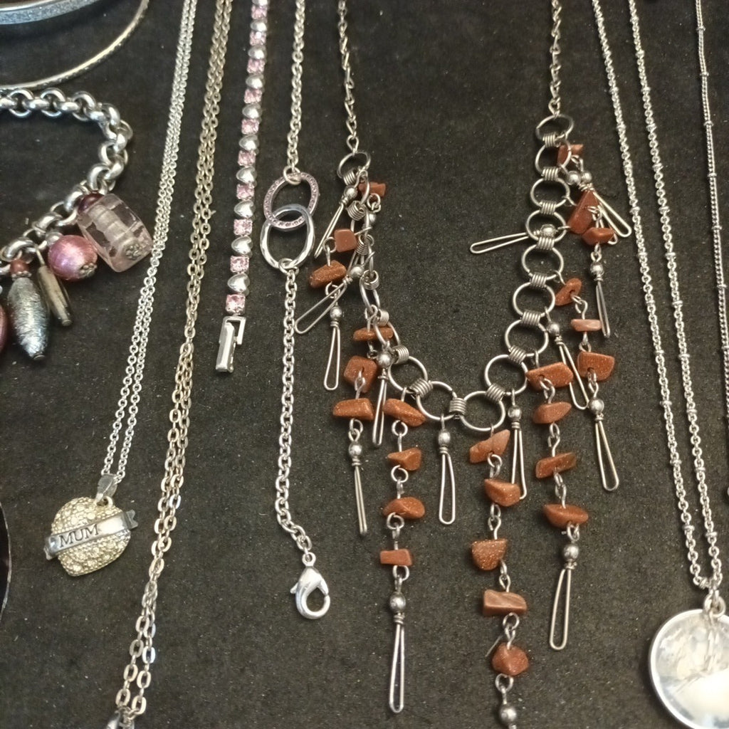Silver Tone Costume Jewellery  Necklaces Bracelets Bundle Joblot 