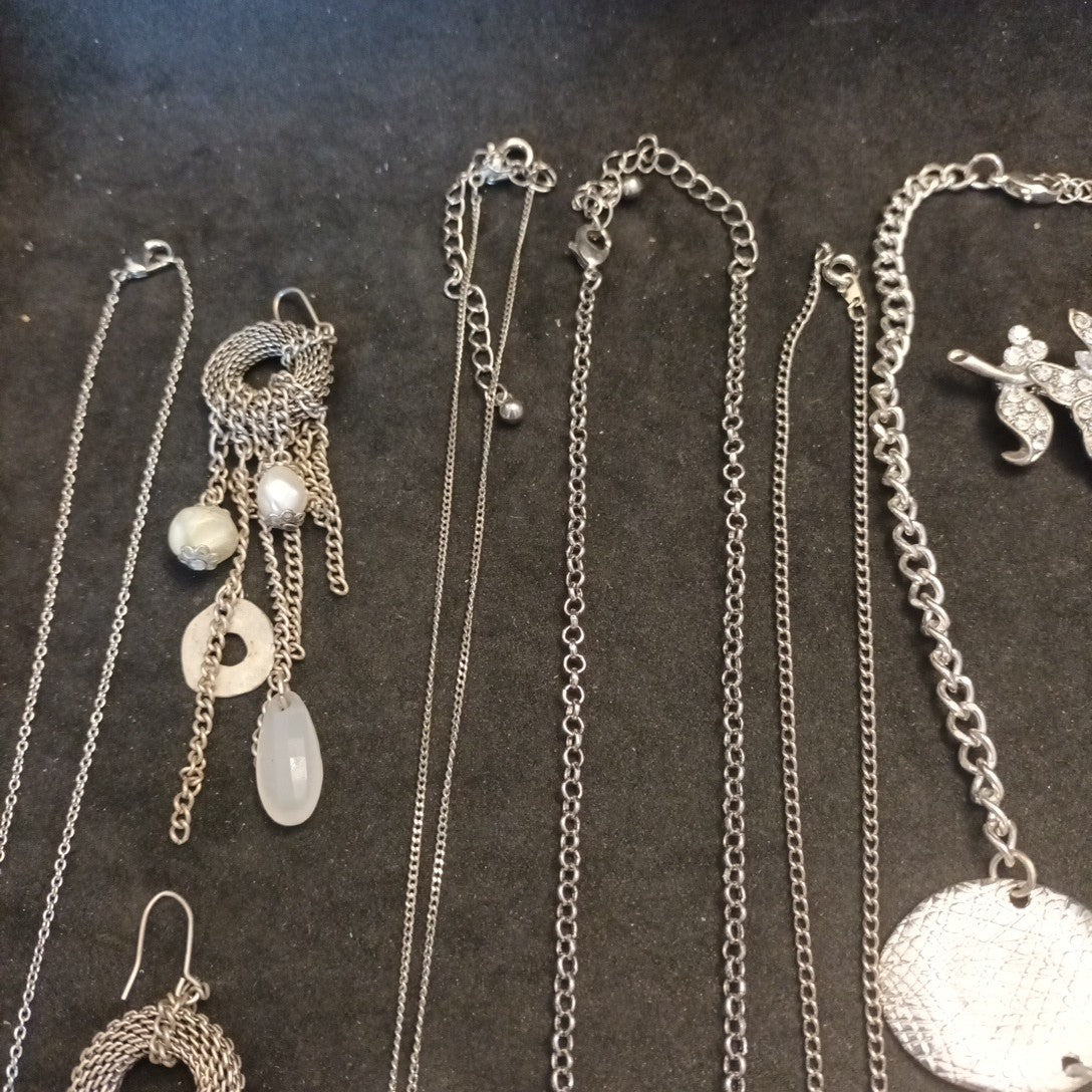Silver Tone Costume Jewellery  Necklaces Bracelets Bundle Joblot 
