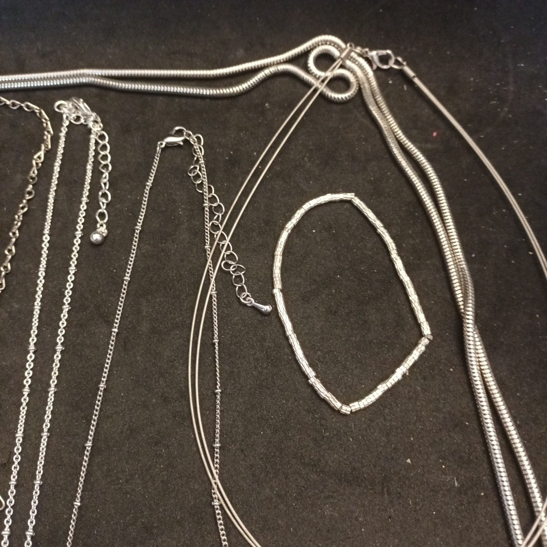 Silver Tone Costume Jewellery  Necklaces Bracelets Bundle Joblot 