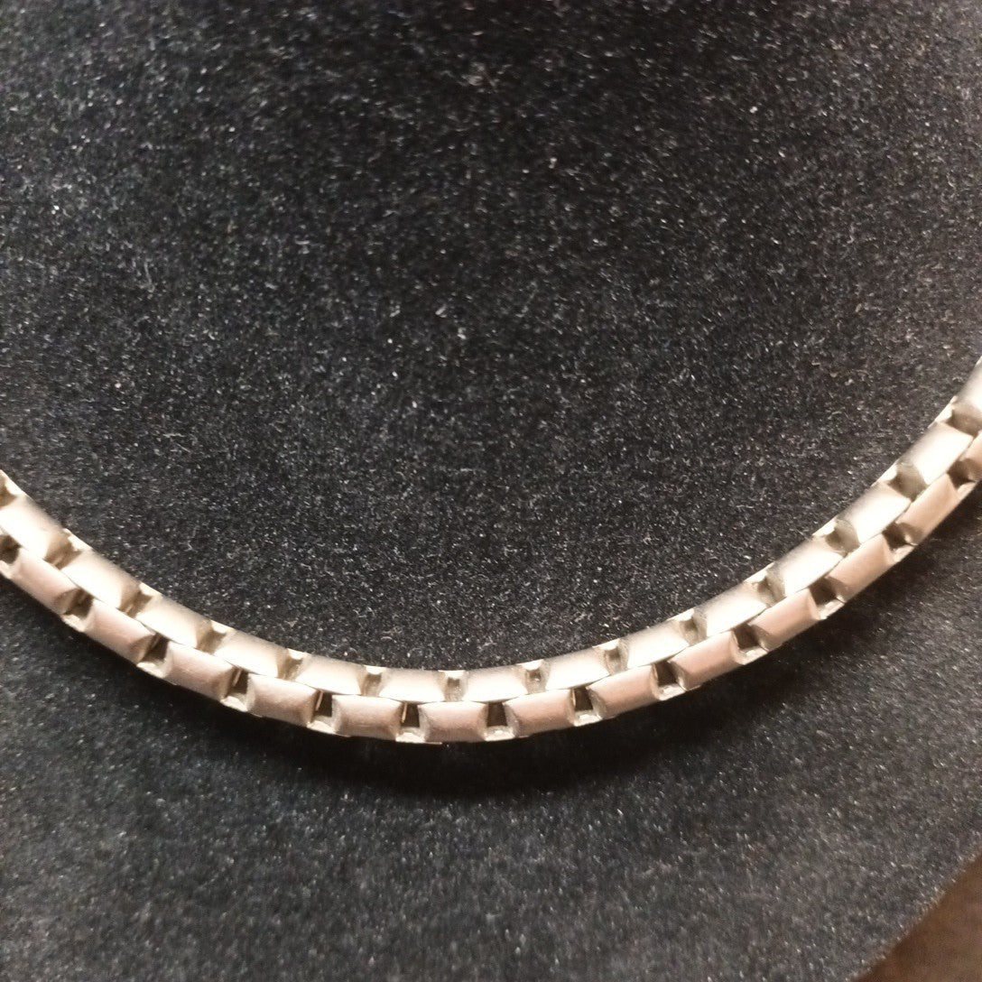 Necklace Matt Steel Silver Tone 47cm Long
