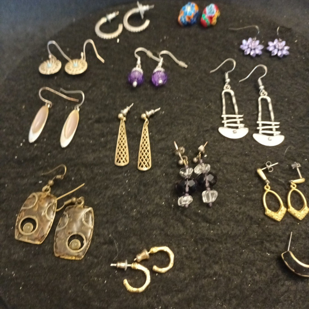 Earrings. Pairs Of Earrings For Pierced Ears. Hoop Dangle. Studs Bundle Joblot
