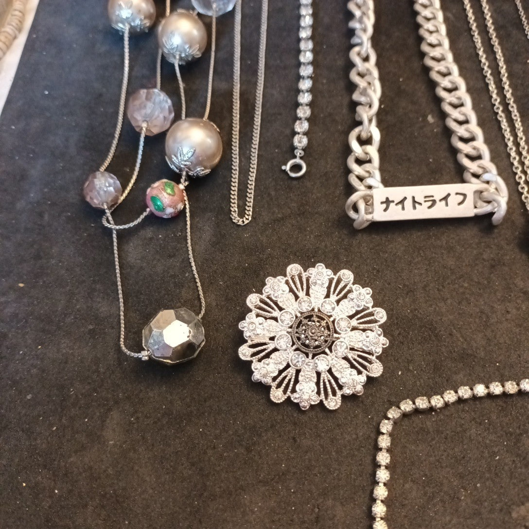 Silver Tone Costume Jewellery  Necklaces Bracelets Bundle Joblot 