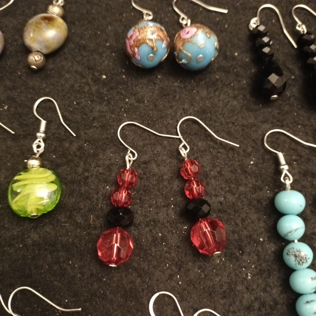 Handmade Earrings. Pairs Of Earrings For Pierced Ears. Hoop Dangle Bundle Joblot