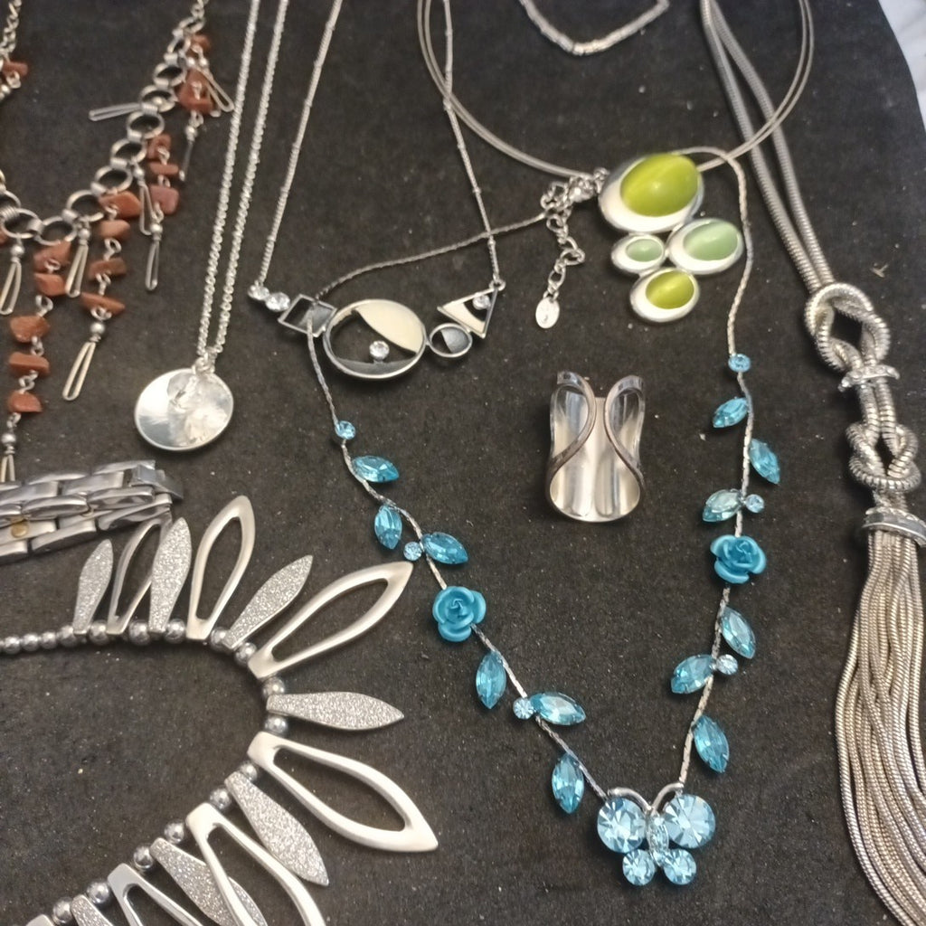 Silver Tone Costume Jewellery  Necklaces Bracelets Bundle Joblot 