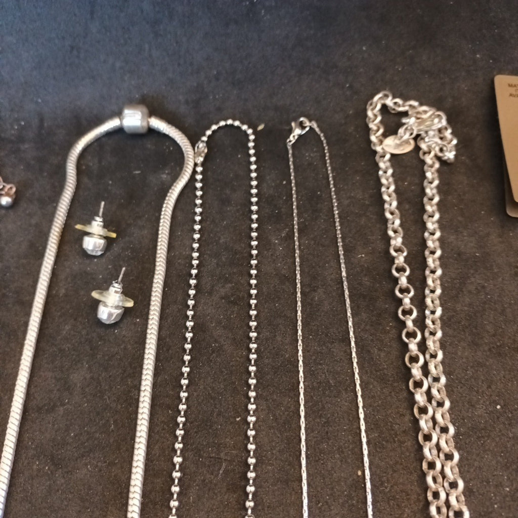 Silver Tone Costume Jewellery  Necklaces Bracelets Bundle Joblot 